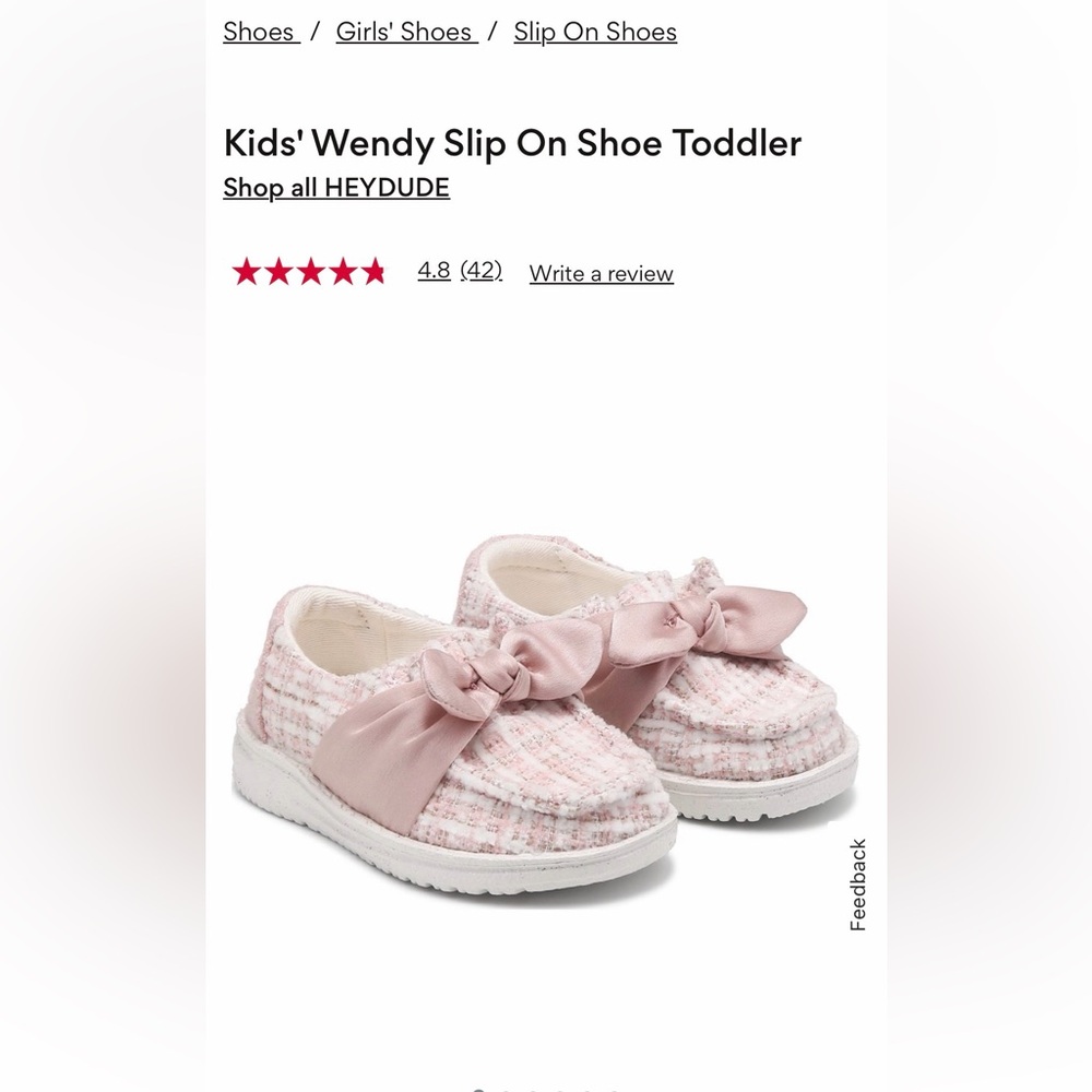 Hey Dude Kids' Slippers with Pink Bow